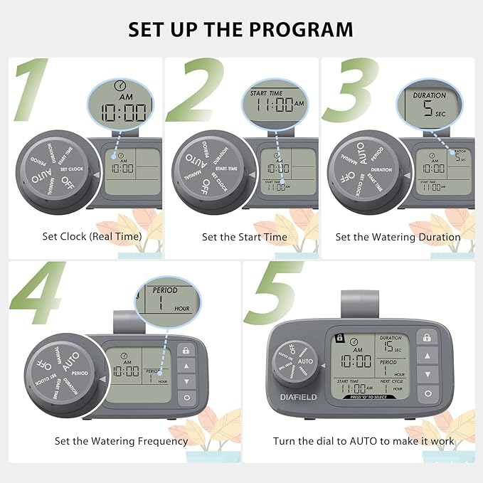 DIAFIELD Automatic Watering System for 15 Potted Plants, Indoor Watering System for Plants, Automatic Drip Irrigation Kit with 30-Day Programmable Water Timer, Power Supply & No Battery Backup