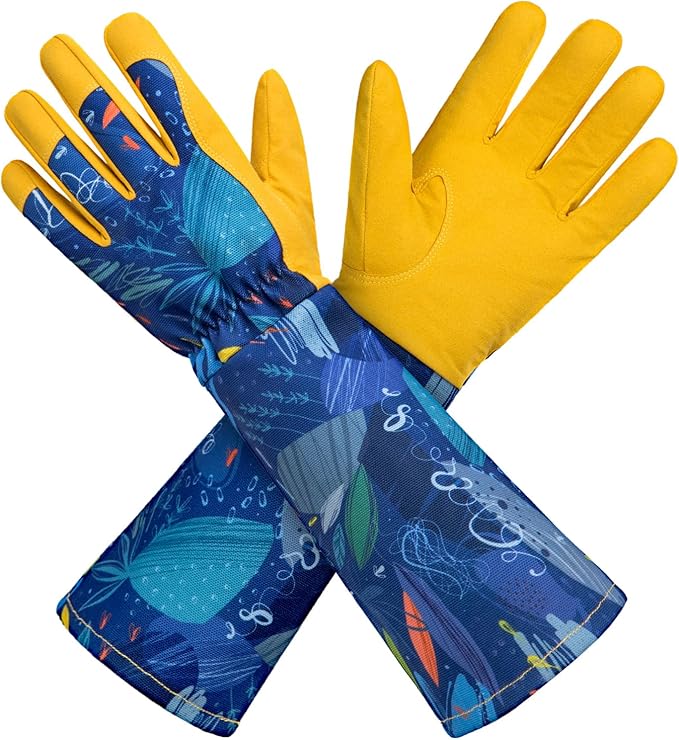 KAYGO Gardening Gloves for Women Long Sleeve, Light Protective Gloves for Yard and Outdoor Work, Best Garden Gifts for Gardener,Yellow,Medium
