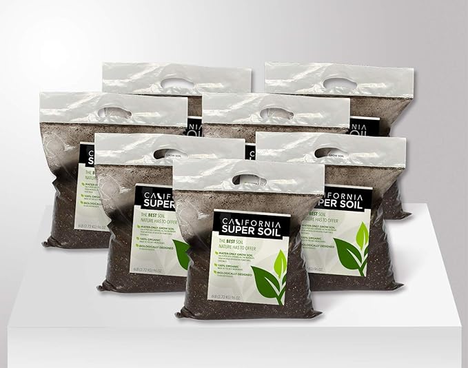 California Super Soil Premium 100% Organic Super Soil Kit, 18+ Nutrient Blend - Living Soil Technology - Potting and Garden Soil for Indoor Grow Kit - Includes (7X) 6 Lbs Bag of CaliSuperSoil