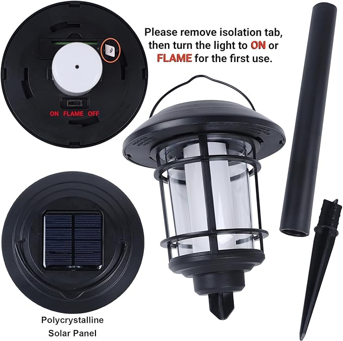 Dynaming 6 Pack Solar Flame Torch Lights Outdoor, Dual Use Flickering Flame Garden Light, Hanging Lantern Lights, Auto On/Off & Waterproof Landscape Lighting for Lawn Patio Yard Walkway Driveway