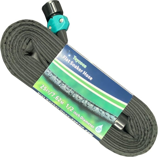 Garden Flat Soaker Hose 25 Ft for Garden Beds, Water Hose Linkable Irrigation System Lightweight and Easy Gardening Yard Work Watering Plants and Flowers