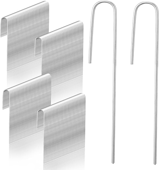 110/200pcs Irrigation Drip Tubing Landscape Staples J Shape Lawn Stakes 5 inch Length Drip Anchors Landscape Pins for Drip Tubing (200)