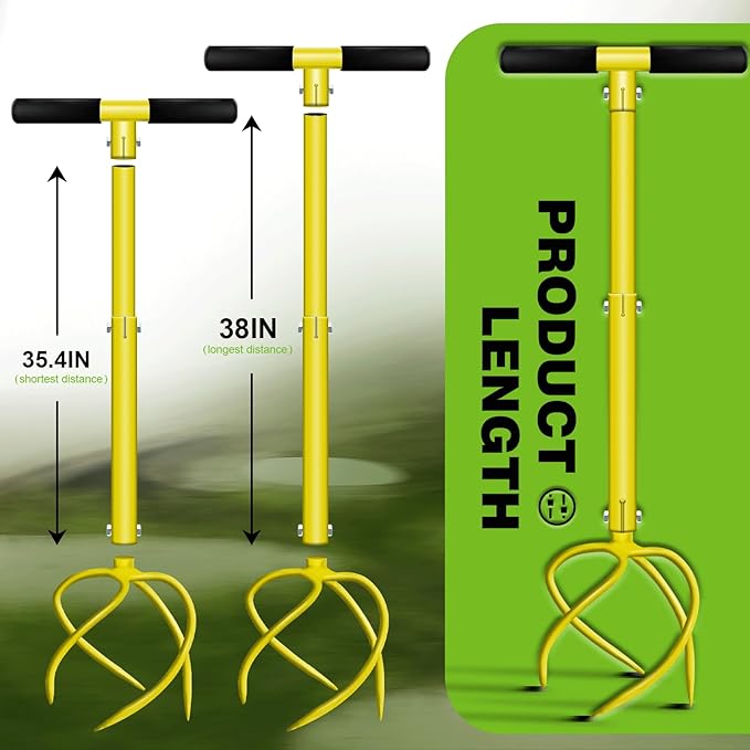 Manual Twist Tiller, Height Adjustable Hand Tiller, Heavy Duty Garden Claw Cultivator with Long Handle - Soil Ripper,Lawn Aerator,Soli Lossener,Areator Loosen,Rototiller,Weeder for Flower Box…