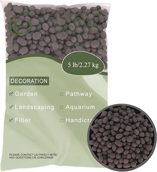5LB LECA Explanded Clay Pebbles, 14-16mm Lightweight Clay Aggregate for Hydroponic Growing, Premium Grow Media for Orchids, Aquaponics Plants and Horticultural Drainage, Black