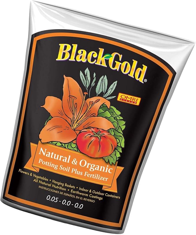 SunGro SUGRBG2 Black Gold Natural & Organic Potting Soil Bag Plus Fertilizer, 2 Cubic Feet (3 Pack)
