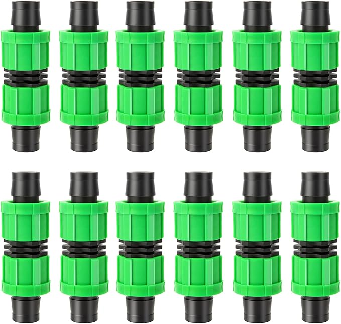 12 Pcs Drip Irrigation Coupling, 5/8 Inch Drip Tape Irrigation Tubing Coupling,Universal Connector Drip Tubing Fittings,Drip Irrigation Fittings,Compatible with Most 16-17 mm Drip Tape AG Tubing Drip