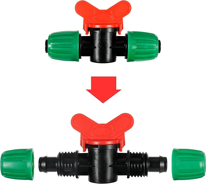 5 Pcs Drip Irrigation Switch Valve for (1/2" ID x0.6-0.63" OD) 16mm Barbed Locking Fitting Gate Valves(Switch Valve)