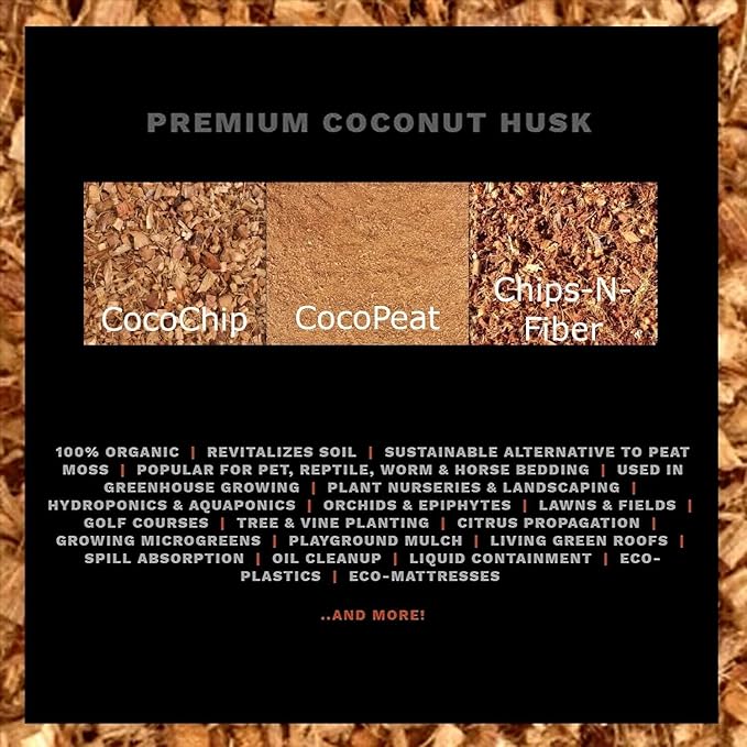 Prococo Compressed Coconut Husk Coco Coir Chips Natural Cocochip Block Great for Reptile Bedding Substrate, Mulch for Landscaping, Garden, Plant Soil Mixes 10 lbs