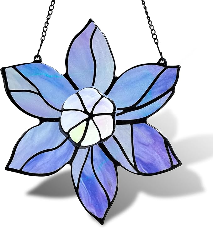 Stained Glass Window Hanging - Double-Layered Flowers Stain Glass Decoration Sun Catchers Indoor Window,Floral Suncatcher Gift for Mom Grandma Nana Aunt