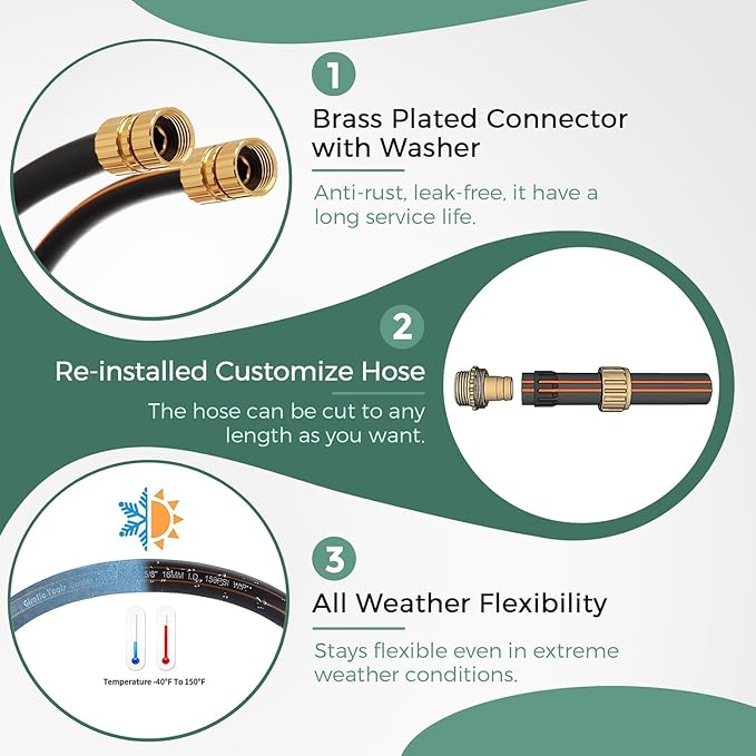 Giraffe Tools Leader Hose 5/8" x 4ft, Custom Length, No Kink, Flexible, Leakproof Water Hose, Double Female Fittings, 600 Burst PSI, 4ft, Black Orange