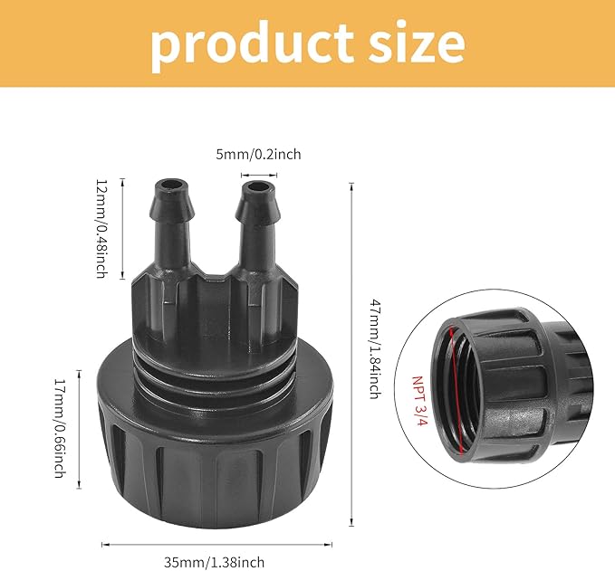 4Pcs 1/4 Inch Drip Irrigation Hose Connectors 3/4 Inch Garden Faucet Hose Adapter Drip Irrigation Tubing Connector for Garden Irrigation Misting System (2-Way)