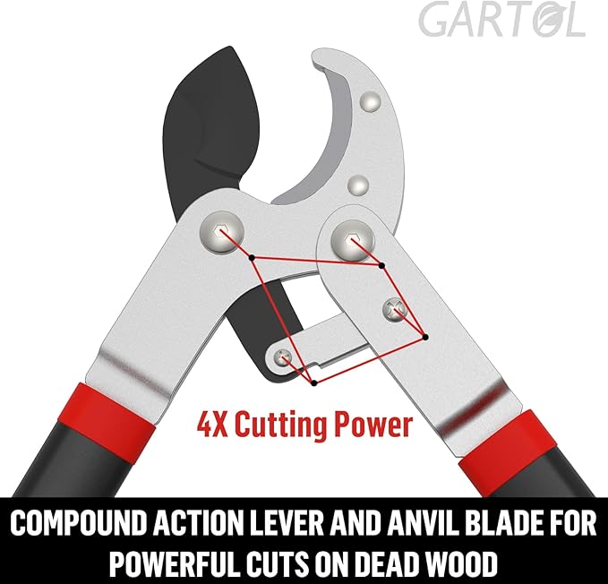 GARTOL Anvil Lopper with Compound Action 29 Inch Heavy Duty Tree Branch Cutter, 2 inch Cutting Capacity Tree Trimmer, with Ergonomically Designed Non-Slip Handles