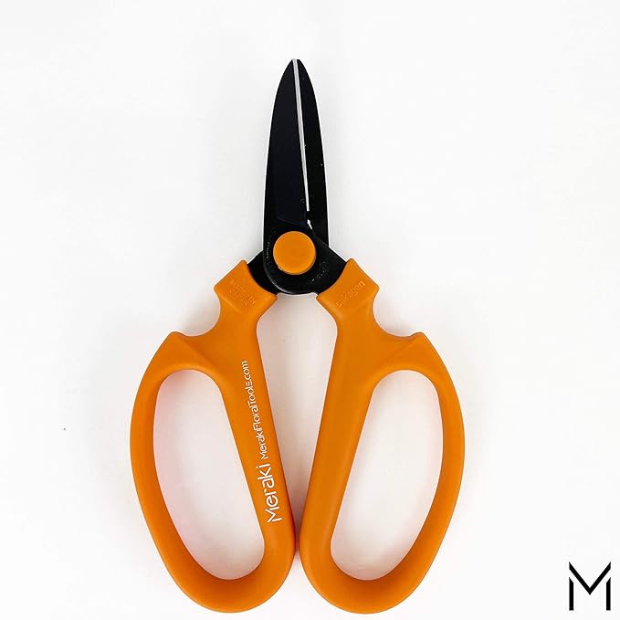 Flower & Garden Scissors With Black Blades 7.0 Inch, Ornithogalum (Orange)