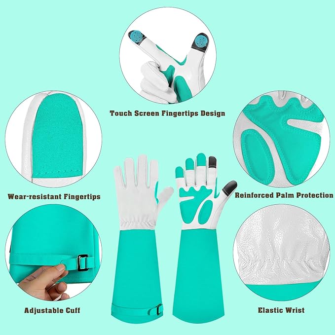 Long-Gardening-Gloves for Women/Men - Thorn Proof Rose Pruning Gloves Heavy Duty Gauntlet-M