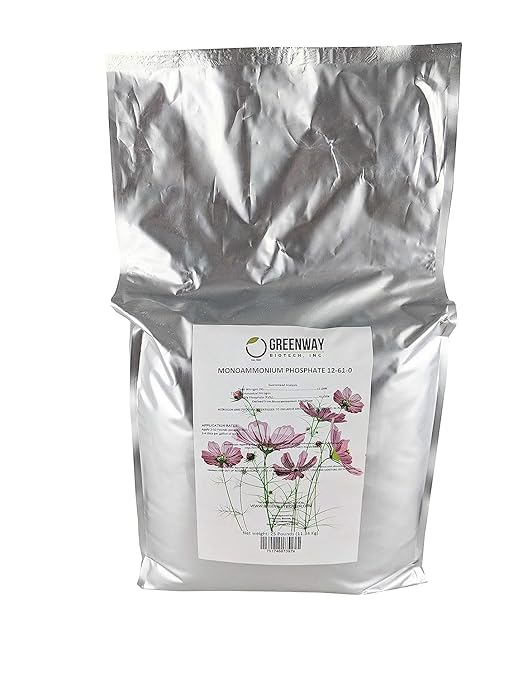 Greenway Biotech's Monoammonium Phosphate Fertilizer 12-61-0 Contains 12% Nitrogen and 61% Phosphorus- The Ultimate Plant Growth and Blooming Enhancer for Hydroponics and Soil Use - 2 X 25 Pounds
