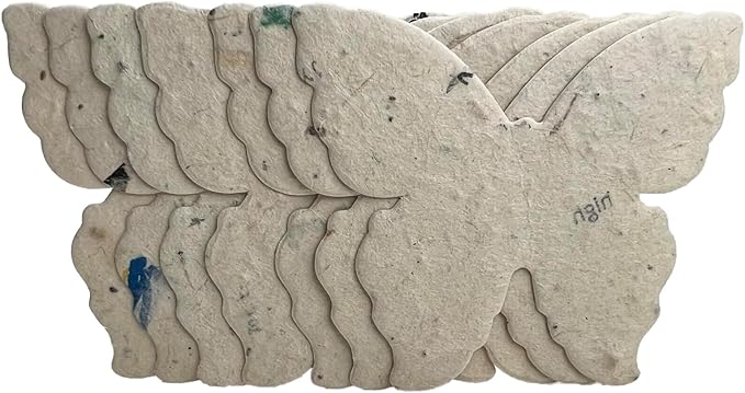 Of The Earth Handmade Paper - Wildflower Seed Paper Butterfly Shape - Large 3" - Set of 24 (47s Junk Mail)
