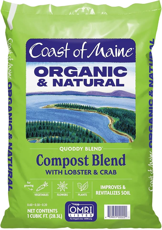 Coast of Maine Quoddy Blend, 1 cu ft (Pack of 2) Organic and Natural Compost Blend with Lobster and Crab - Improves and Revitilizes Soil
