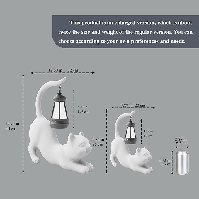 Solar Cat Garden Statue 15 Inch Porch Patio Decor for Outside Yard Decoration Outdoor Unique Housewarming Gardening Birthday Gifts for Cat Lovers Women Grandma