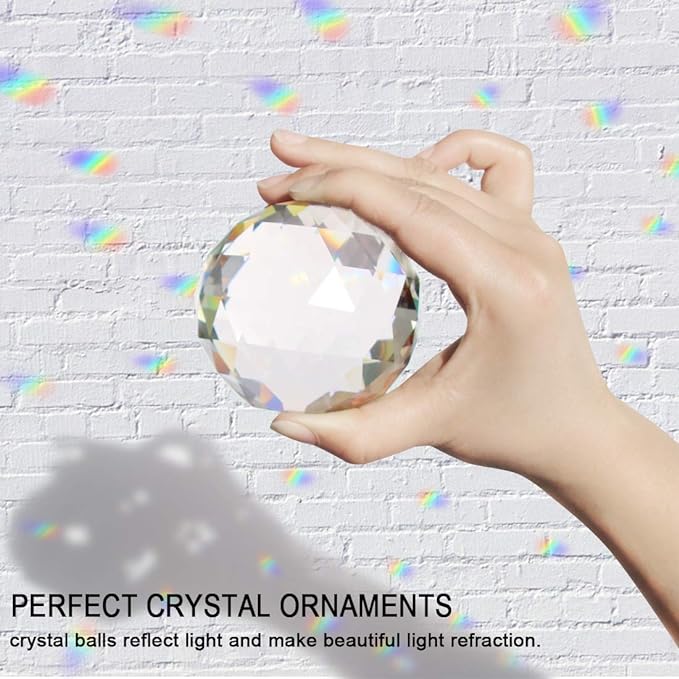 Clear Crystal Ball Prism Window Rainbow Maker Window Prisms Suncatcher for Feng Shui, (60mm /2.4inch)