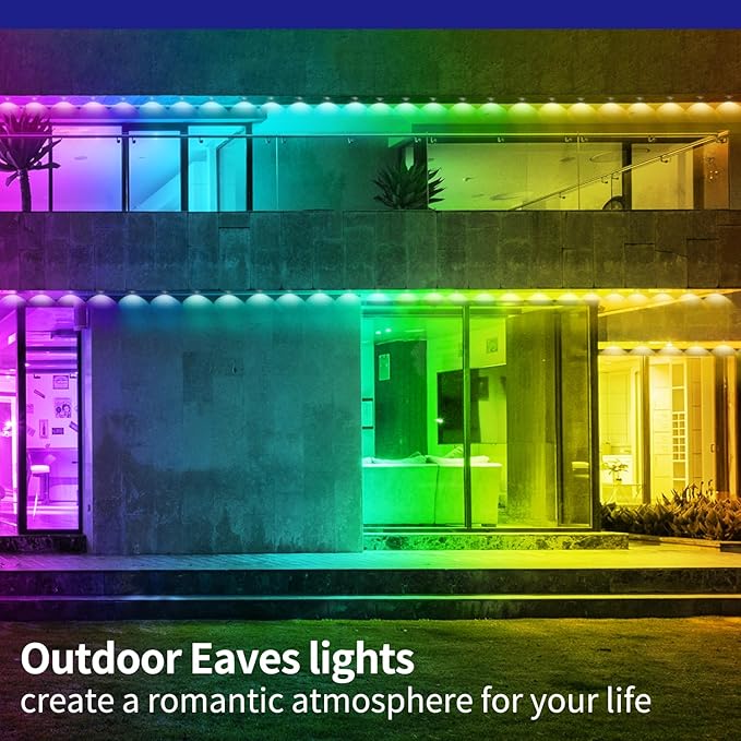 Permanent Outdoor Lights,200ft RGB Eave Light with App Control Remote,IP67 Waterproof LED Lights,Music Sync Outside Light for Christmas,Halloween,Garden,House Decorations