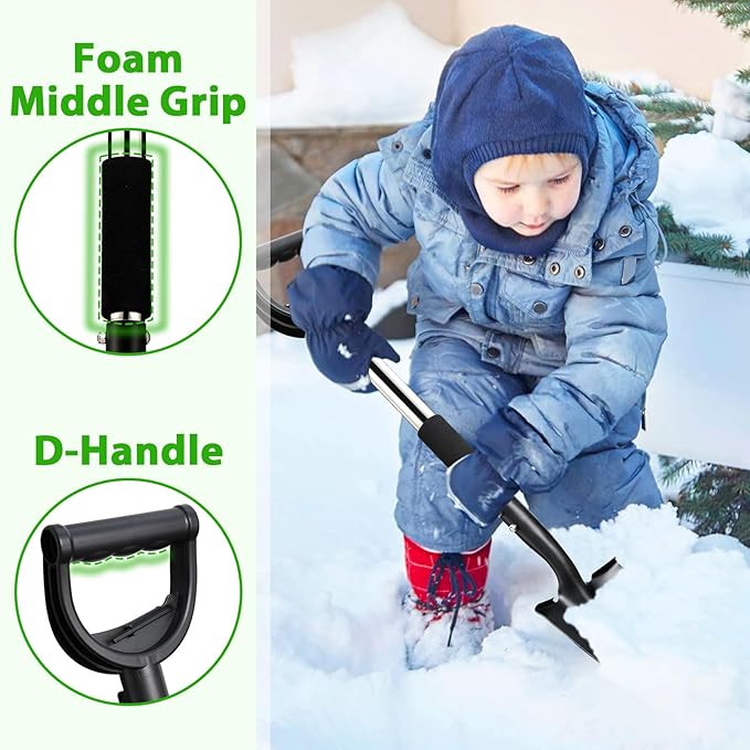 Shovel, Shovels for Digging Gardening, 31” Small Shovel for Camping, Off Road, Garden Spade Shovel with Round Point Blade, D-Handle, Comfort Grip, Metal Shovel Heavy Duty, Rust-Proof, Lightweight