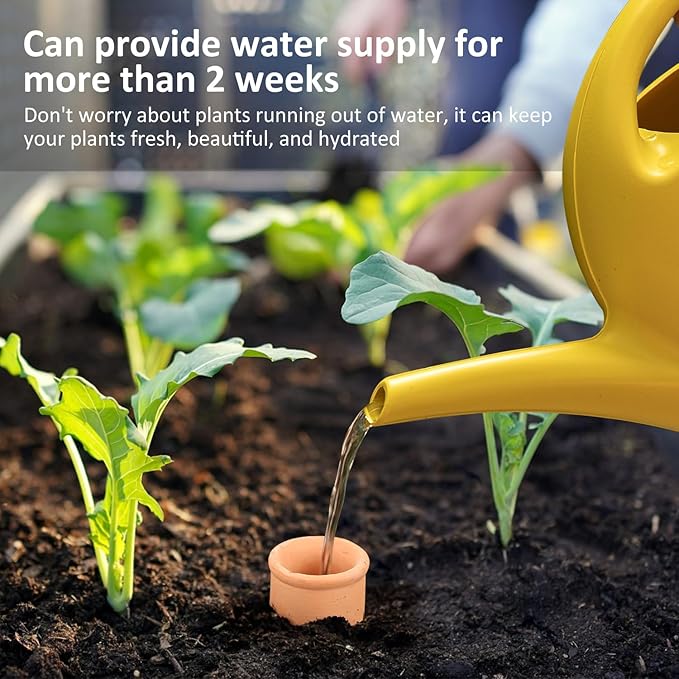 3pcs Ollas 10×3.5×3.5inch Terracotta Watering Pots Self Watering Planter Watering System 30.5oz Plant Watering Globes Clay Watering Pot with lid Terra Cotta Clay Irrigation Globes