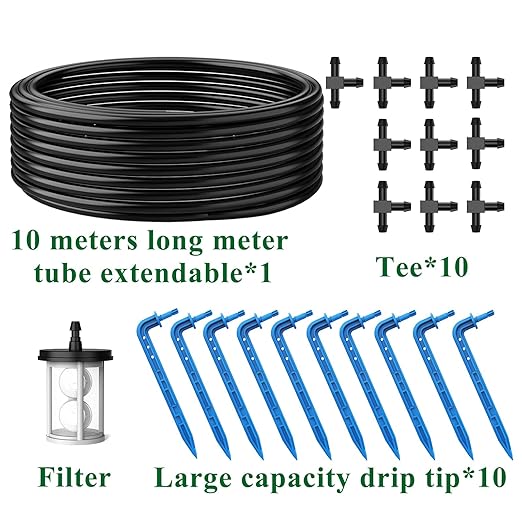 Drip lrrigation Kit System, Solar Automatic DlY Watering Device Supported Pots Plants, Equipment Set for Garden Greenhouse Flower Bed Patio Lawn(Extra Accessories Kit)
