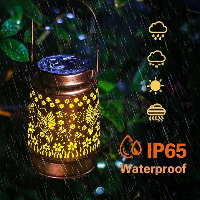 kyoryuger Hummingbird Solar Lanterns Outdoor Hummingbird Gifts for Women Mom Grandma, Hummingbird Lovers Gifts, Birthaday for Mom Metal Decorative Lanterns for Yard Patio Lawn Solar Garden Decor