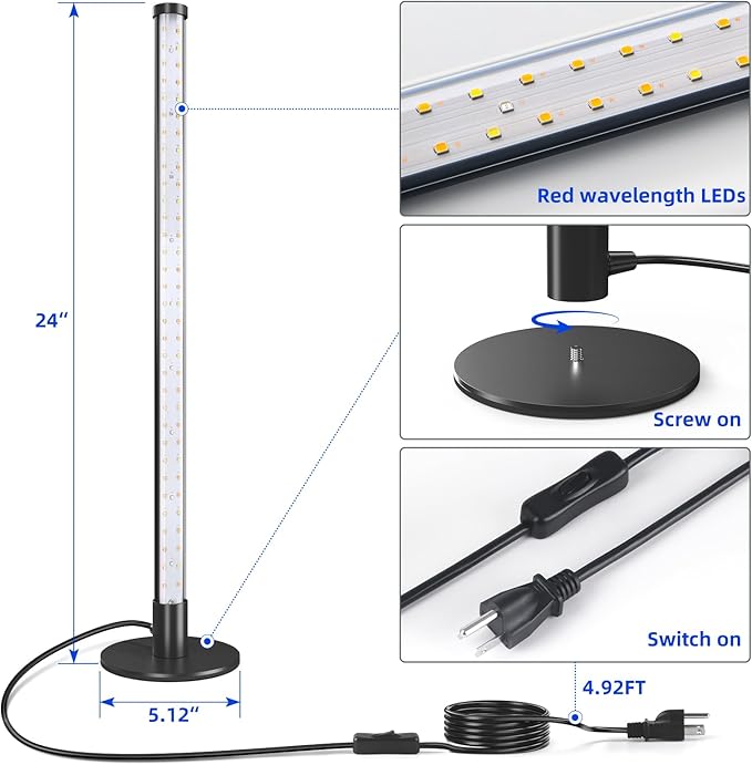 Barrina T10 Vertical Grow Light, 20W 2FT Desk LED Plant Light, Hanging and Standing, Table Top Full Spectrum Grow Lights for Indoor Plants with Stand and On/Off Switch, Ideal for Plants Growth