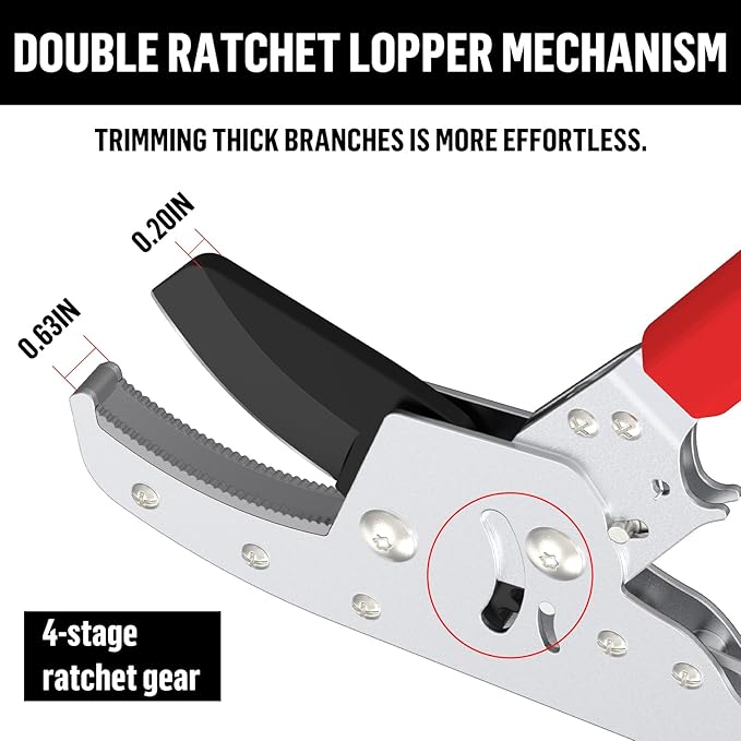 GARTOL Heavy-Duty Extendable Anvil Lopper 28~41" Telescopic Steel Tree Branch Cutter, Long Reach Tree Trimmer, Designed for Dry Wood, Double Ratcheting Mechanism, 6 Position Stops, Cuts Up 2''