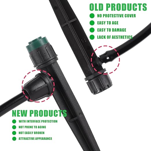 Drip Irrigation Emitters Sprayers for 1/4" Tubing, Adjustable 360 Degree Water Flow Sprayer on 5.5" Arrow Stake,with 1/4" Locked Tee for Watering System(10Pcs Sprayers and 10Pcs Tee)