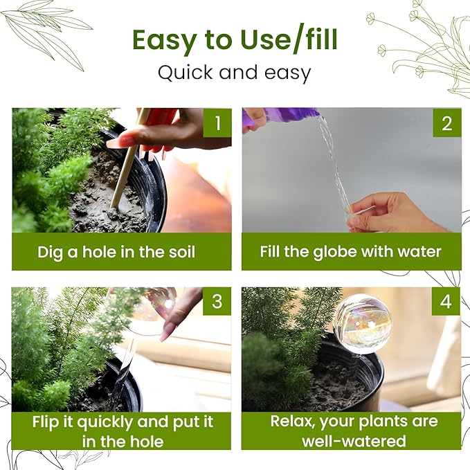 6 Pcs Iridescent Self Watering Globes, Glass Rainbow Plant Watering Globes, Self Watering Planter Insert, Automatic Plant Waterer Indoor, Plant Watering Devices, Plant Water Globes, Watering Bulb