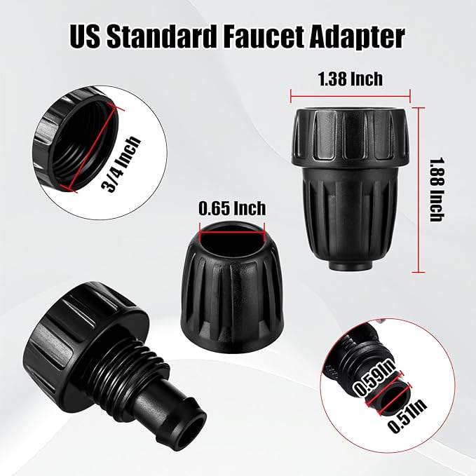 US Standard Faucet Adapter 6pc, 3/4 "Faucet to 1/2" Drip Irrigation Fitting Garden Hose Adapter