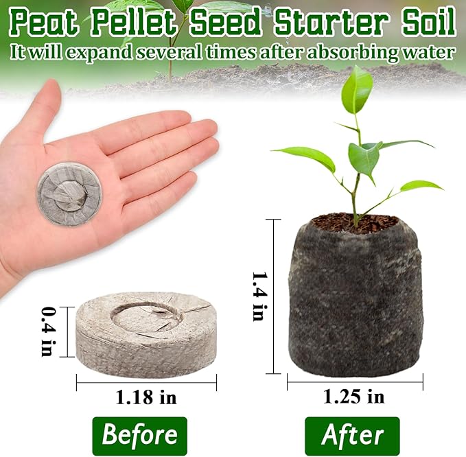 Halatool 100 Pcs 30mm Peat Pellets Block Potting Soil for Seedlings, Compressed Garden Soil Seed Starter Nutrient Peat Pods for Starting Seeds, Planting Flowers, Vegetables, Herbs