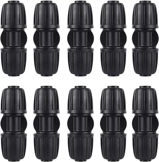 1/2 inch Irrigation Fittings Coupling Connectors For (1/2" ID x0.6-0.63" OD) 16mm Drip Tubing Barbed Connectors-10 Pcs/pack