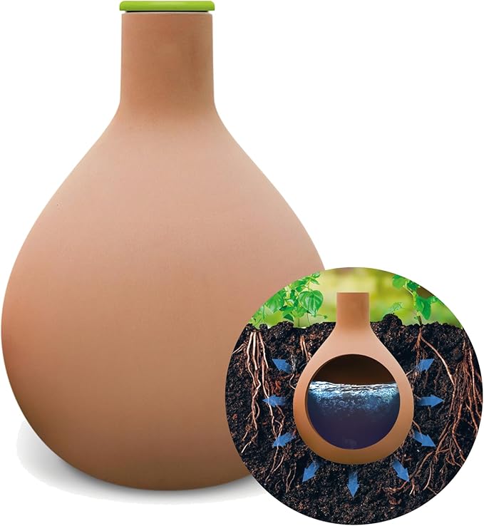 BioGreen Plant Self-Watering System Hydro MAX S | 0.3 gal | Irrigation Ø 23.6 in | Olla Made of Fired Clay | Environmentally Friendly | Terracotta