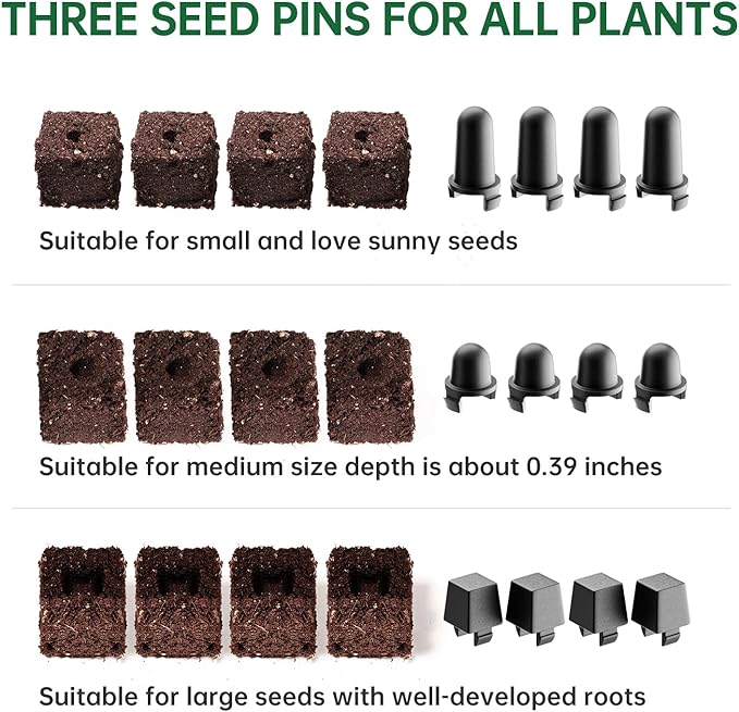 Soil Blocker, 2 Inch Soil Block Maker with 3 Sizes Seed Pins & Comfortable Handle 8 Cell Handlheld Soil Blocking Tool for Seed Starting, Grow Seedling, Outdoor Plants, Greenhouses, Garden