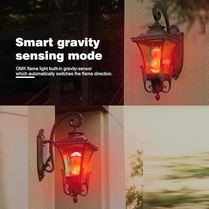 OMK Flame Light Bulb Christmas Decor (4 Pack) Red Color Led Flickering Fire Simulated Lamps 3W Energy Efficient Fire Lights for Indoor Outdoor Holiday Decoration Gifts