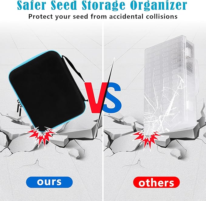 30 Slots Seed Storage Organizer with 20 Seed Envelopes, Sturdy Seed Organizer Storage Box with Zipper Bag Label Stickers(Seeds not Included), Seed Storage Container for Flower Plants Garden