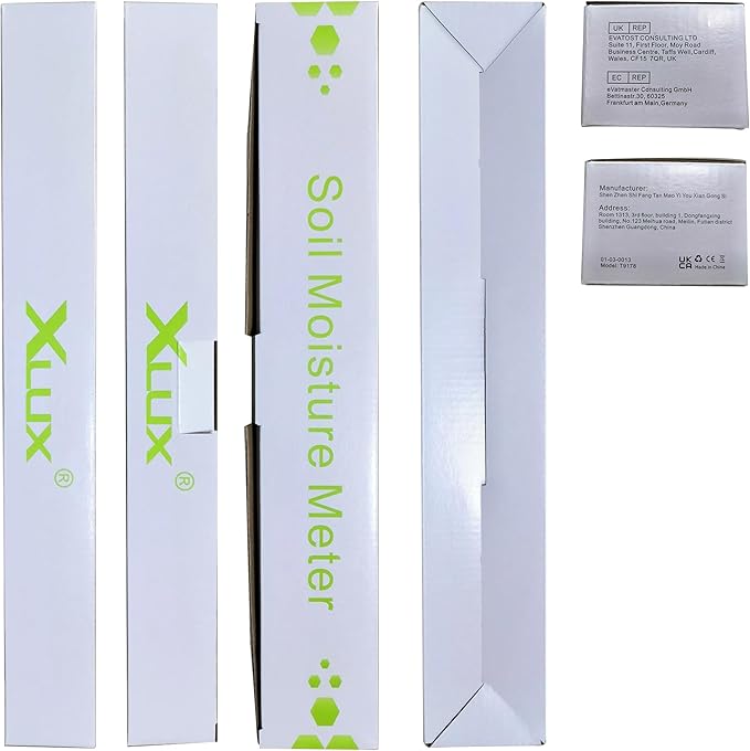 XLUX Long Probe Deep Use Soil Moisture Meter Sensor, Water Monitor Indicator, Hygrometer for Outdoor Indoor Large Pot Plants, Flower, Gardening, Farming, 2 Pack