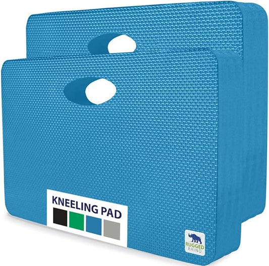 Rugged Rhino Soft Foam Kneeling Pad, Thick Knee Mat Resists Water, Durable Shock Absorbent Pads, Comfortable Strong Rebound, Gardening, Mechanic Tools, Bath Tub Essentials 2 Pack Bright Blue