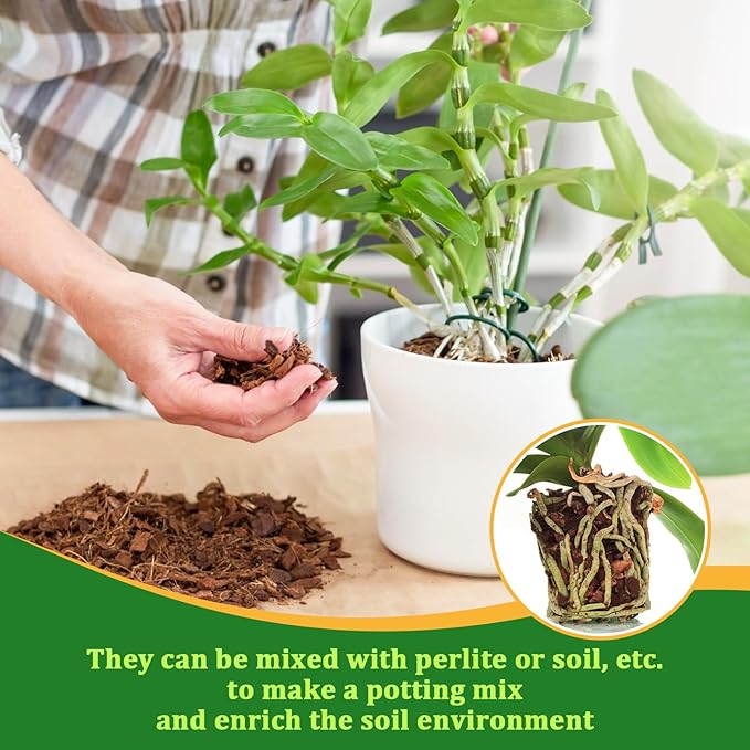 Legigo 4 Quarts Organic Orchid Potting Bark- All Natural Orchid Bark Potting Mix Pine Bark Wood Chips for Houseplant Mulch, Orchid Plants Root Development