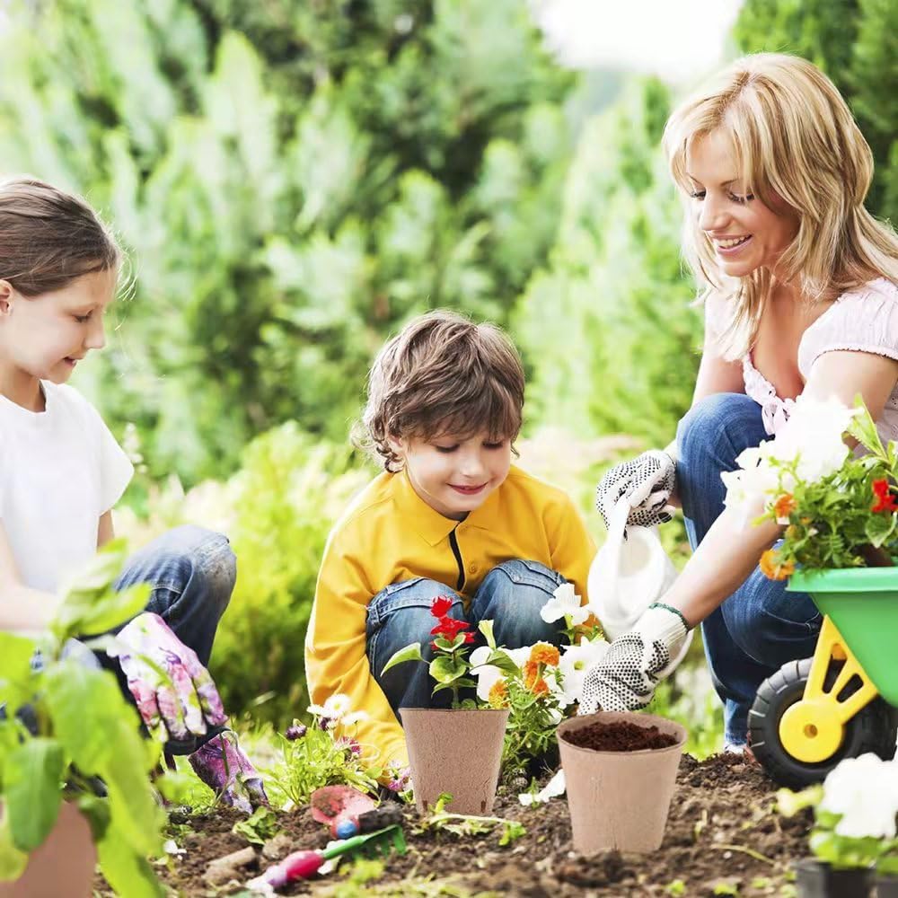 Seed Starter Trays, 174 Pcs 3.15 Inch Round Biodegradable Peat Pots, Drainage Holes Nursery Pot, (Light Brown Round)
