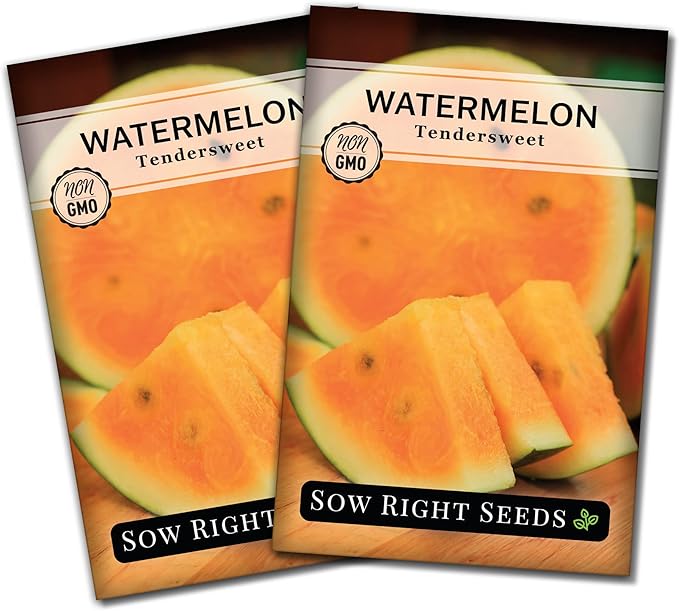 Sow Right Seeds - Tendersweet Watermelon Seeds for Planting - Non-GMO Heirloom Seeds to Plant a Home Vegetable Garden - Unique Orange Flesh Melon - Sweet Summer Treat to Grow Outdoors (2)