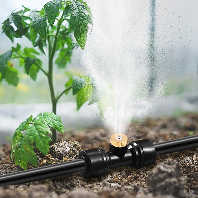 30 Pcs 1/4" Drip Irrigation Tee Connectors for Drip Tube Quick Connect Drip Irrigation Parts Fittings for 1/4 Inch(6.35mm) Irrigation Tubing Drip or Sprinkler (Black,Misting Nozzle)