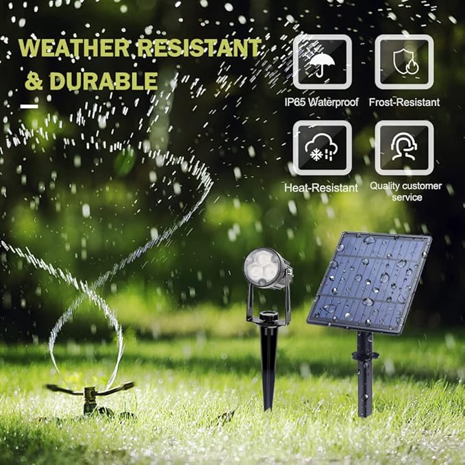 APONUO Metal Outdoor Solar Landscape Lights, Waterproof Spotlight 6-in-1 for Yard Landscape Lighting, Auto On/Off for Pathway, Driveway, Patio (Warm White)