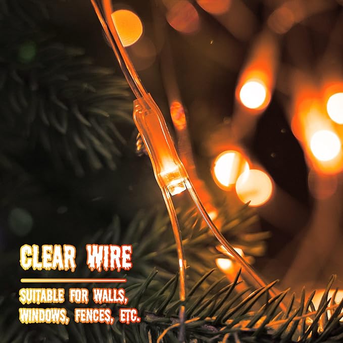 Christmas Net Lights Outdoor - 360 LED Orange Net Lights Waterproof with Remote, 12x5 ft Extendable 8 Modes for Bushes, Gazebo, Lawn, Garden, Shrubs, Tree, Backyard Decorations