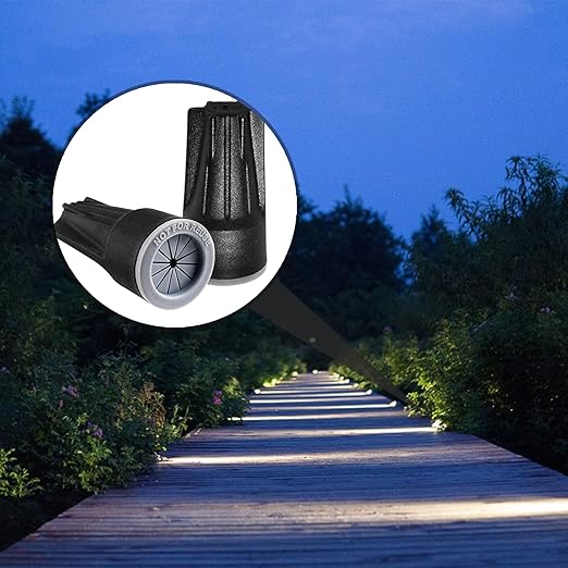 Litoexpe 50 Pieces Waterproof Wire Connectors, Medium Waterproof Wire Nuts Black Direct Burial Wire Nuts for Outdoor Landscape Lighting, Irrigation Valves, 1-3/8 x 11/16 Inch