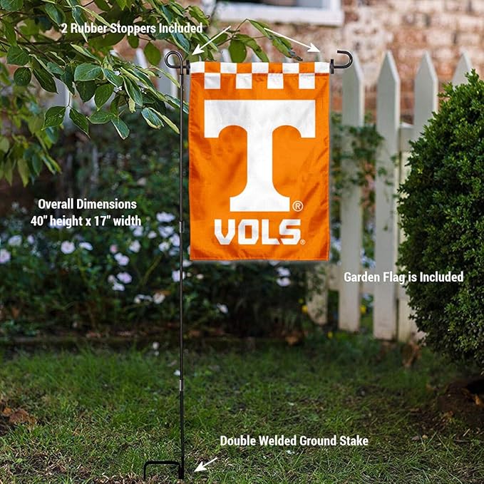 College Flags & Banners Co. Tennessee Volunteers Checkerboard Garden Flag with Stand Holder
