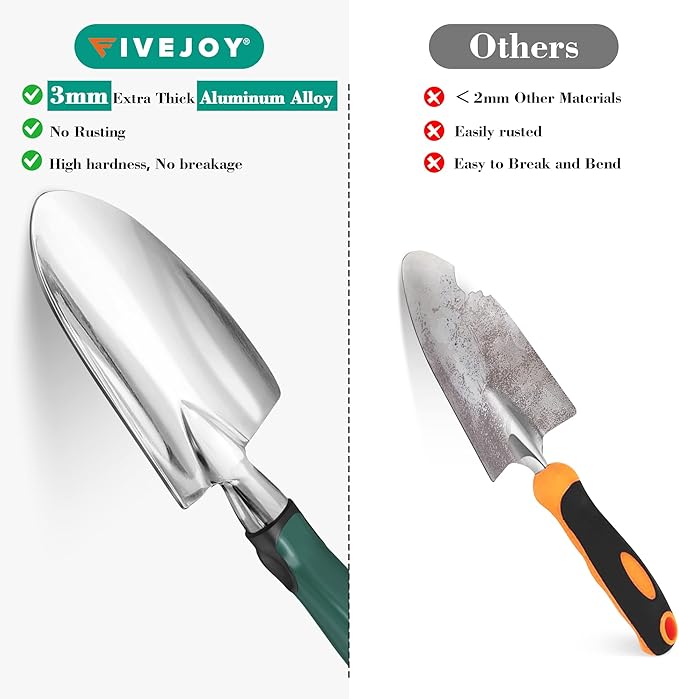 FiveJoy Garden Tool Set, 11 Piece Aluminum Alloy Hand Tool Starter Kit with Garden Bag, Outdoor Tool, Heavy Duty Gardening Work Set with Ergonomic Handle, Gardening Tools